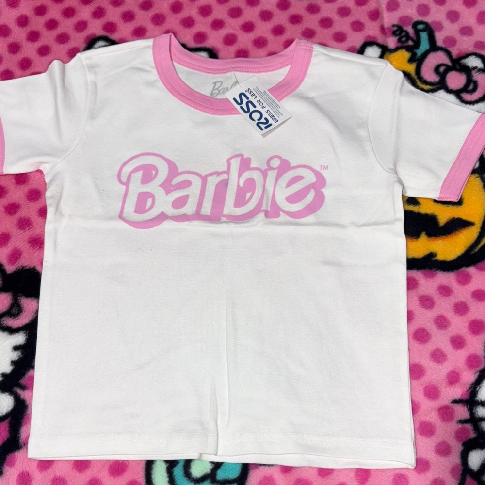 Barbie Tee White with Pink Logo size extra small XS